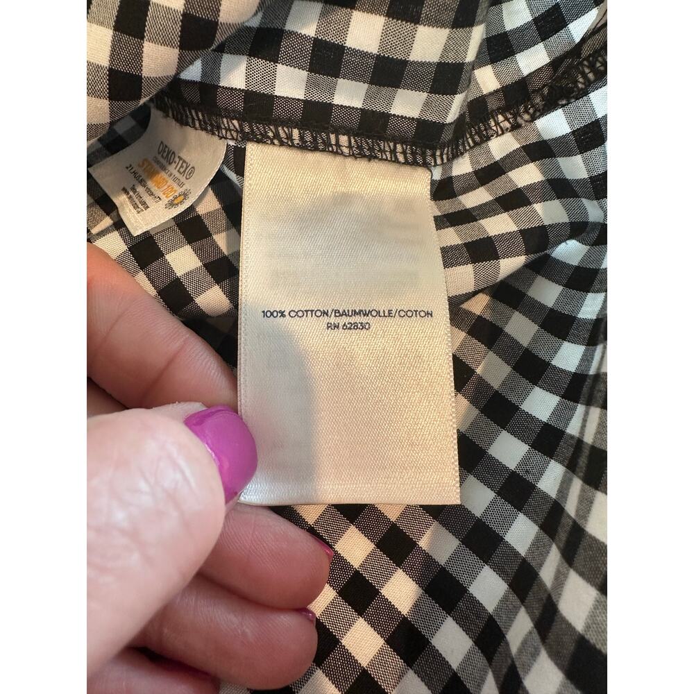Lands’ End Supima Cotton Gingham Tunic Top Black White Classic Preppy Casual L - Picture 8 of 10